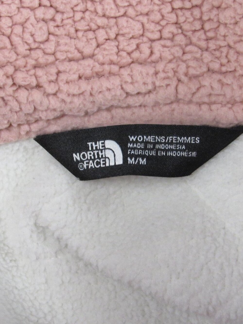 The North Face Rosie Sherpa Quilted Quarter Snap Jacket Women's sz M Pink Cream - Picture 3 of 4